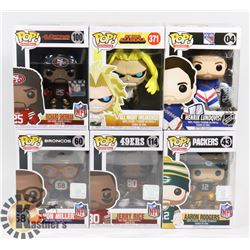 LOT OF 6 ASSORTED FUNKO POP VINYL FIGURES.