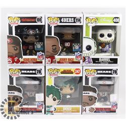 LOT OF 6 ASSORTED FUNKO POP VINYL FIGURES.
