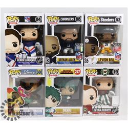 LOT OF 6 ASSORTED FUNKO POP VINYL FIGURES.