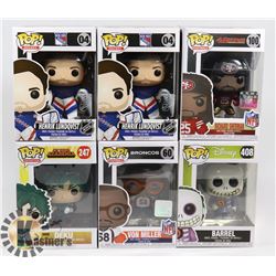 LOT OF 6 ASSORTED FUNKO POP VINYL FIGURES.