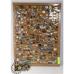 VINTAGE LARGE DISPLAY OF PINS 1970'S-80'S