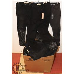 LOT OF ASSORTED TWILL, FASHION & CORE DENIM PANTS.