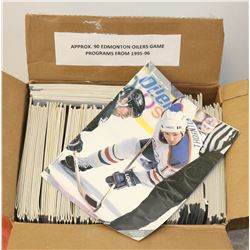 BOX OF APPROX 90 EDMONTON OILERS GAME PROGRAMS