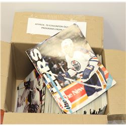 BOX OF APPROX 70 EDMONTON OILERS GAME PROGRAMS