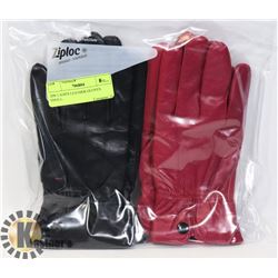 2PK LADIES LEATHER GLOVES SMALL.