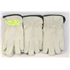 Image 1 : THREE NEW LEATHER FLEECE LINED WORK GLOVES SIZE