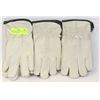 Image 1 : THREE NEW LEATHER FLEECE LINED WORK GLOVES SIZE