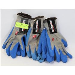 THREE NEW HORIZON BLUE & GREY WORK GLOVES