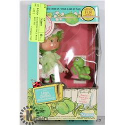 VINTAGE LIME CHIFFON DOLL WITH PARFAIT PARROT PET