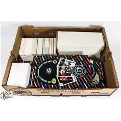 BOX OF ASSORTED COLLECTORS SPORTS CARDS.