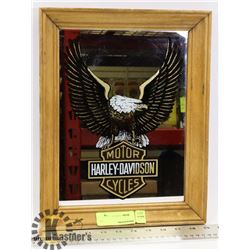 HARLEY-DAVIDSON MOTOR CYCLE WOOD-FRAMED EAGLE MIRROR