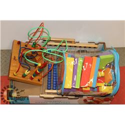 2 SETS OF WOODEN BEAD EDUCATIONAL TOYS - ONE IS