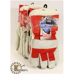 HEAVY PILE LINER COWGRAIN WORK GLOVES.