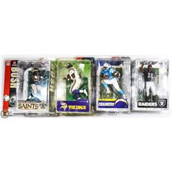 LOT OF 4 ASSORTED MCFARLANE FOOTBALL FIGURES.