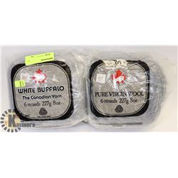 LOT OF 2 WHITE BUFFALO 6 STRAND CANADIAN YARN