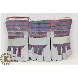 3 PAIRS OF LINED WORK GLOVES
