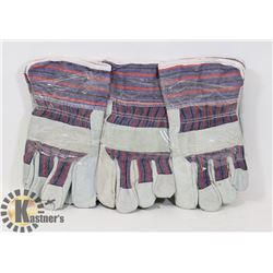 3 PAIRS OF LINED WORK GLOVES