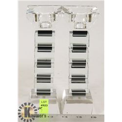 LOT OF 2 CRYSTAL CANDLE HOLDERS