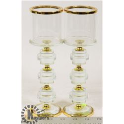 LOT OF TWO GOLDEN CRYSTAL CANDLE HOLDERS