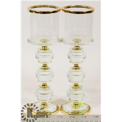 LOT OF TWO GOLDEN CRYSTAL CANDLE HOLDERS