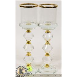 LOT OF TWO GOLDEN CRYSTAL CANDLE HOLDERS