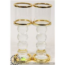 LOT OF TWO GOLDEN CRYSTAL CANDLE HOLDERS