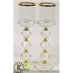 LOT OF TWO GOLDEN CRYSTAL CANDLE HOLDERS
