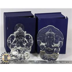 LOT OF 2 CRYSTAL INDIAN RELIGIOUS ELEPHANT FIGURES