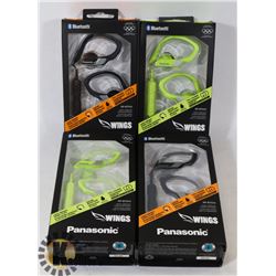 LOT OF 4 PANASONIC WINGS BLUETOOTH HEADPHONES.