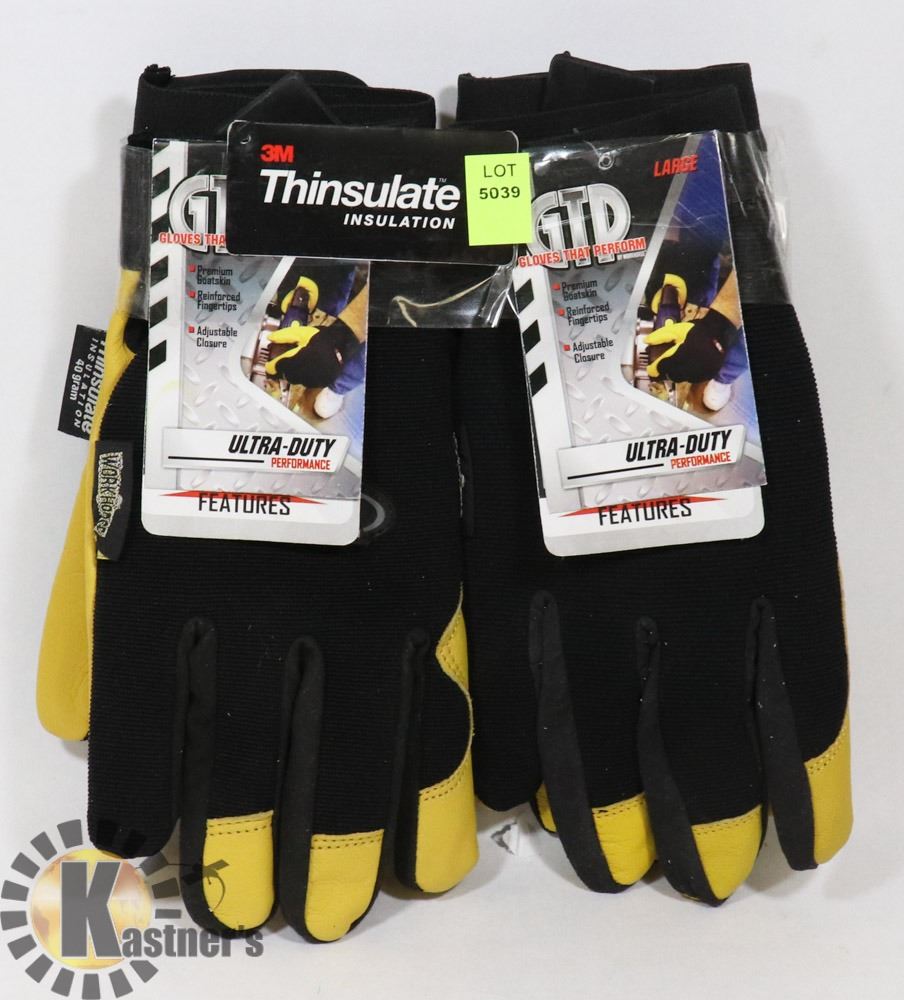 2 PAIRS OF LARGE 3M INSULATED WORK GLOVES - Kastner Auctions