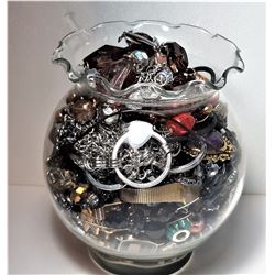 8)  JAR FILLED WITH JEWELLERY INCLUDING: