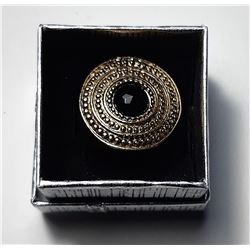 4)  GOLD TONE WITH BLACK FACETED