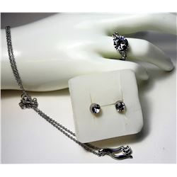 14)  WHITE CZ SUITE OF JEWELLERY INCLUDING