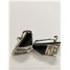 Image 1 : SILVER BLACK ONYX CUBIC ZIRCONIA  EARRINGS