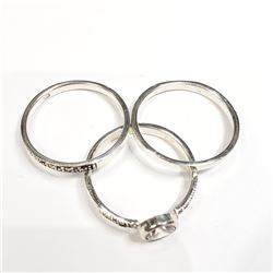 SILVER 3 RING SET CZ  M (~SIZE 7.5) (~WEIGHT 4.58G