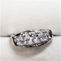 SILVER CUBIC ZIRCONIA RING (~SIZE 8.5)