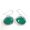 Image 1 : SILVER GREEN AGATE  EARRINGS (~WEIGHT 7.6G)