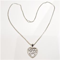 SILVER CUBIC ZIRCONIA HEART SHAPE PENDENT