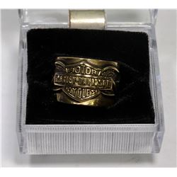 HARLEY DAVIDSON GOLD TONE LOGO RING SIZE 8