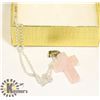 Image 1 : PINK AGATE CROSS W/ 925 STERLING SILVER CHAIN