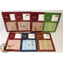 LOT OF 8 WORLD UNCIRCULATED COIN AND STAMP SETS