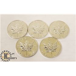 LOT OF 5 CANADIAN 1989 FINE SILVER .9999 $5 COIN.
