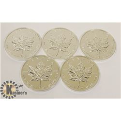 LOT OF 5 CANADIAN 1993 FINE SILVER .9999 $5 COIN.