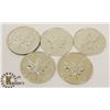 Image 1 : LOT OF 5 CANADIAN 1989 FINE SILVER .9999 $5 COIN.