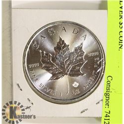 2017 CANADIAN 1 OUNCE .999 FINE SILVER $5 COIN.