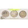 Image 1 : LOT OF 3 CANADIAN SILVER DOLLAR COINS.