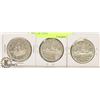 Image 1 : LOT OF 3 CANADIAN SILVER DOLLAR COINS.