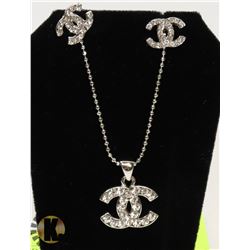 RHINESTONE CHANEL NECKLACE AND EARRING SET