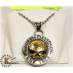 HARLEY DAVIDSON SKULL PENDANT AND NECKLACE