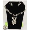 Image 1 : RHINESTONE PLAYBOY BUNNY NECKLACE AND EARRING SET